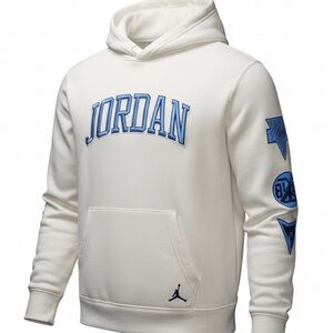 Jordan White Hoodie with Blue Lettering